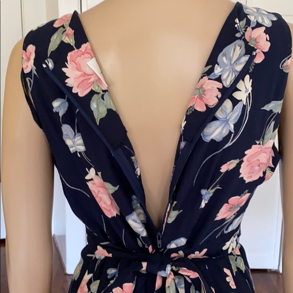 Vintage Jeffrey & Dara Wide Leg navy blue floral jumpsuit size 10 - Picture 12 of 16
